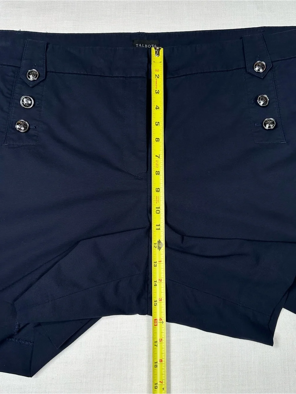 Talbots Plus Size 24W Navy Blue Chino Sailor Shorts High Waist Nautical Buttons